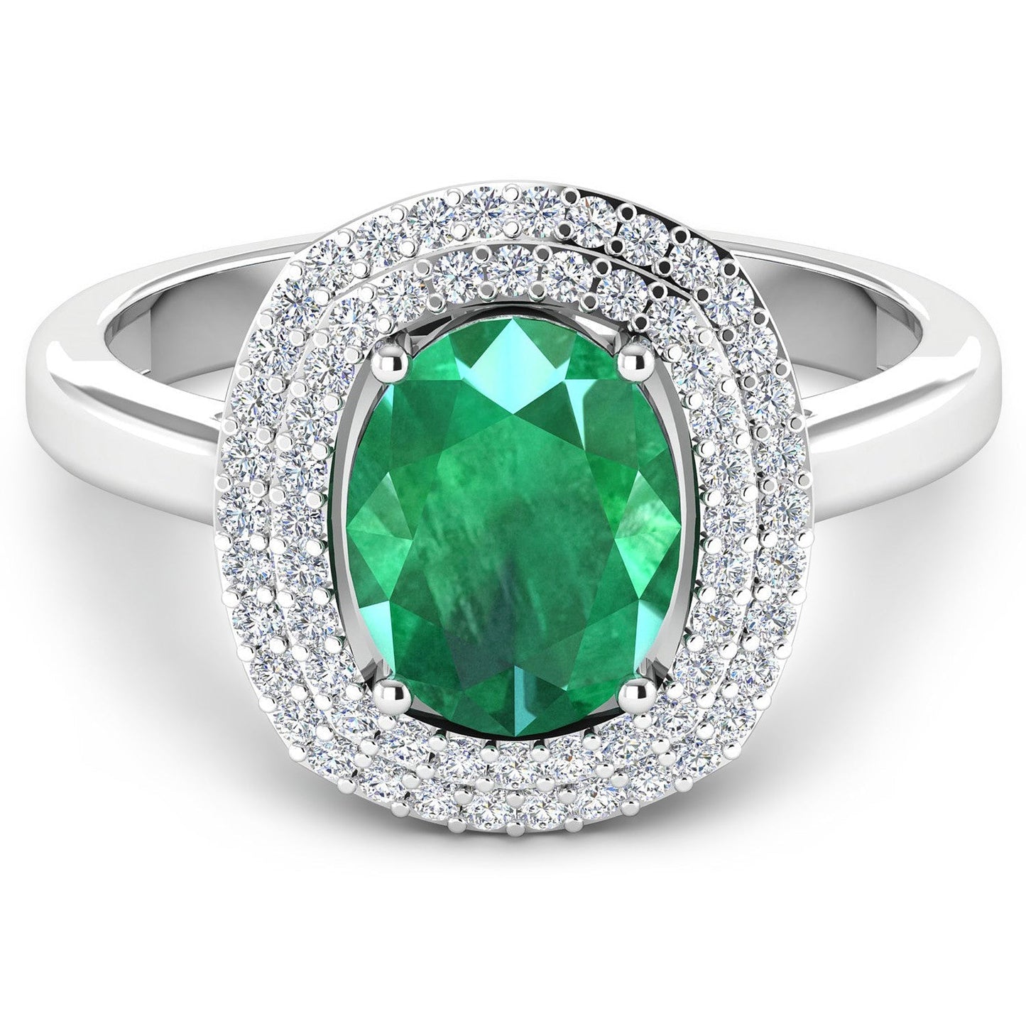 1.97 Carat Genuine Zambian Emerald  and White Diamond 14K White Gold Ring Bids.com