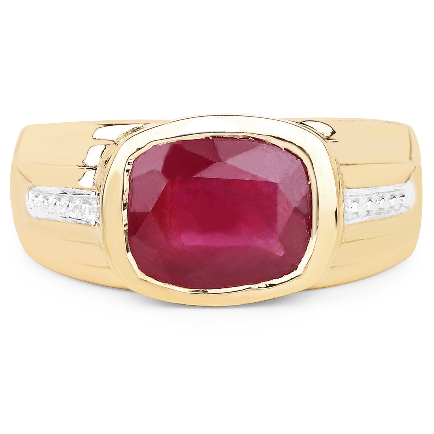 14K Yellow Gold Plated 3.50 Carat Genuine Glass Filled Ruby .925 Sterling Silver Ring Bids.com