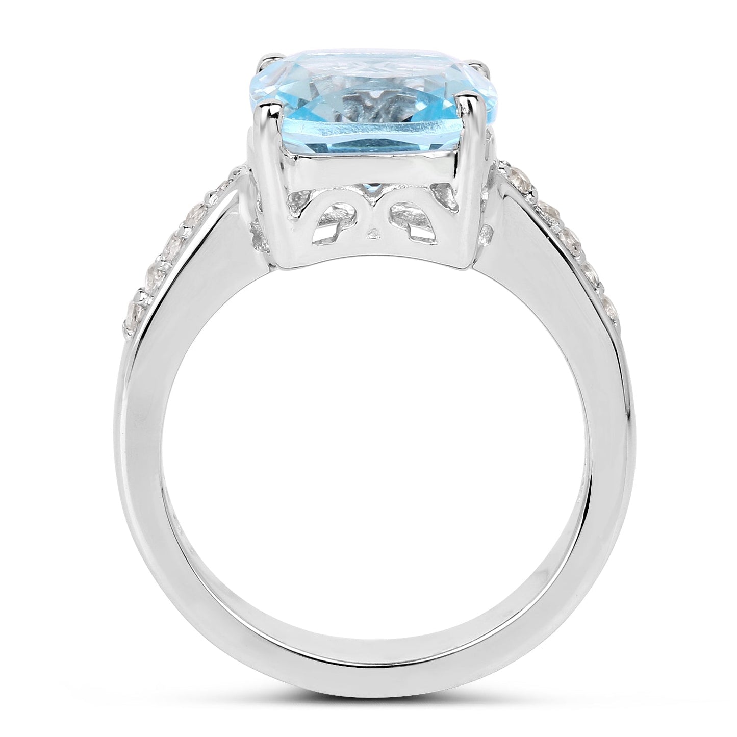 4.62 Carat Genuine Blue Topaz and White Topaz .925 Sterling Silver Ring Bids.com