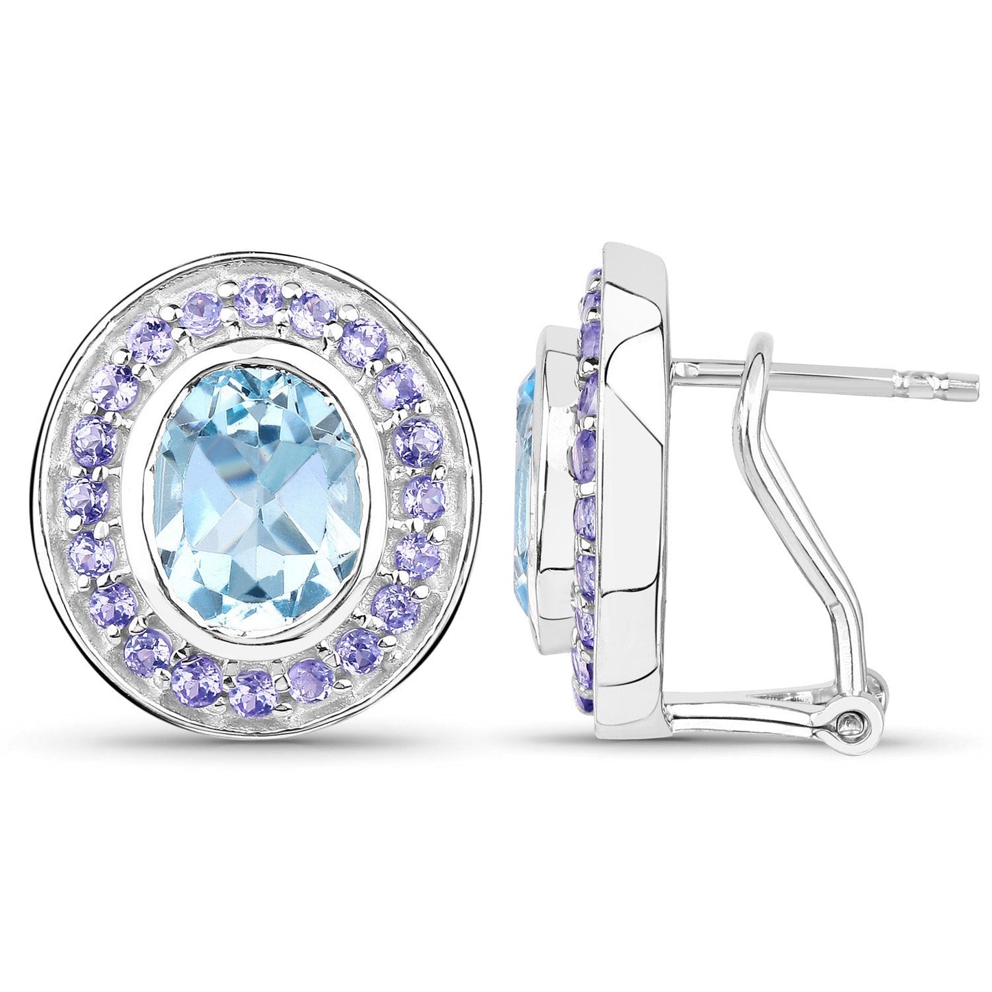 6.30 Carat Genuine Blue Topaz and Tanzanite .925 Sterling Silver Earrings Bids.com