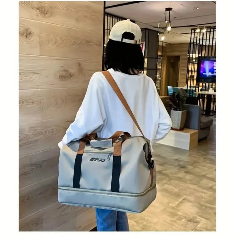 Nylon Duffel Bag for Travel – Large Capacity, Foldable, Shoe Compartment – Men & Women DailySale