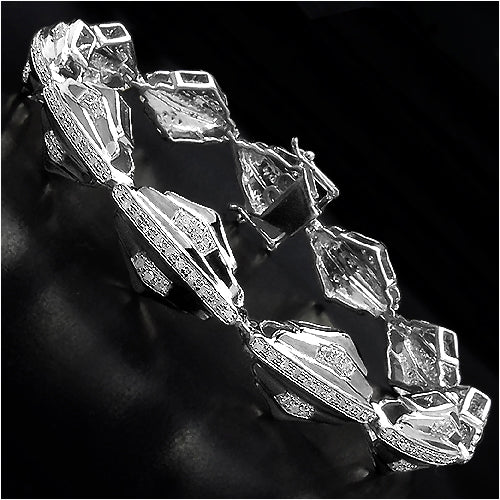 14K Yellow Gold Plated 1.07 Carat Genuine White Diamond Sterling Silver Bracelet Bids.com