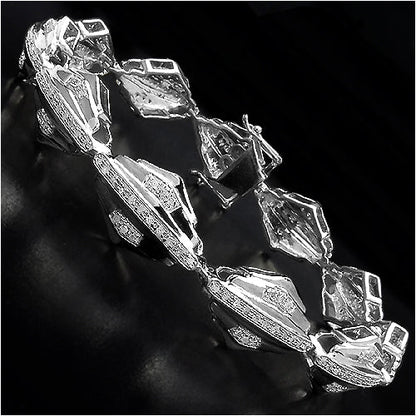 14K Yellow Gold Plated 1.07 Carat Genuine White Diamond Sterling Silver Bracelet Bids.com