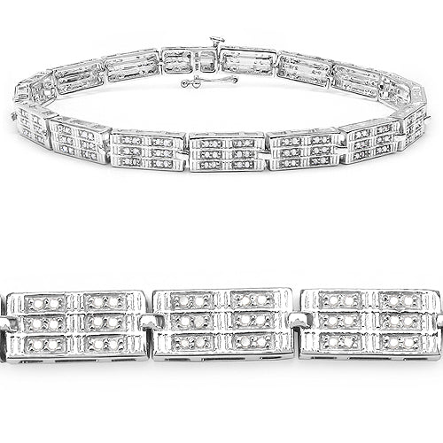 1.16 Carat Genuine White Diamond 14K White Gold Plated .925 Sterling Silver Bracelet Bids.com
