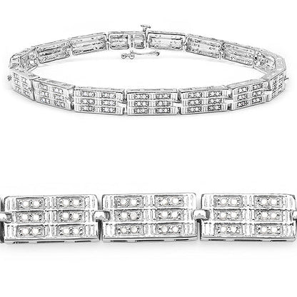 1.16 Carat Genuine White Diamond 14K White Gold Plated .925 Sterling Silver Bracelet Bids.com