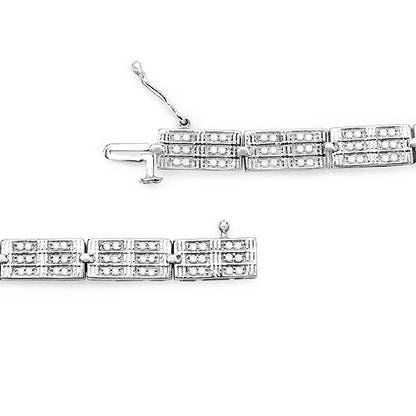 1.16 Carat Genuine White Diamond 14K White Gold Plated .925 Sterling Silver Bracelet Bids.com
