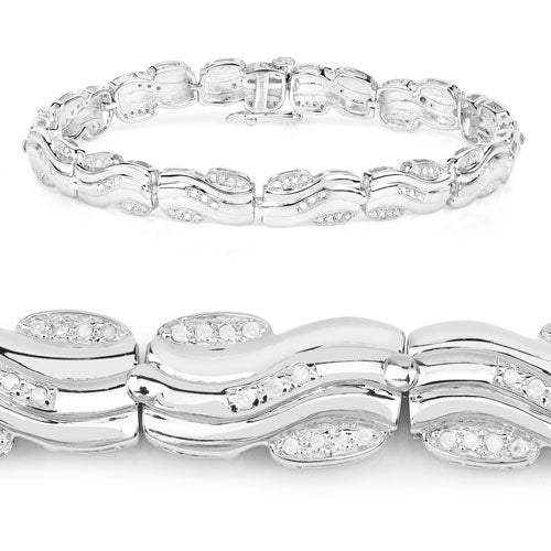 0.84 Carat Genuine White Diamond .925 Sterling Silver Bracelet Bids.com