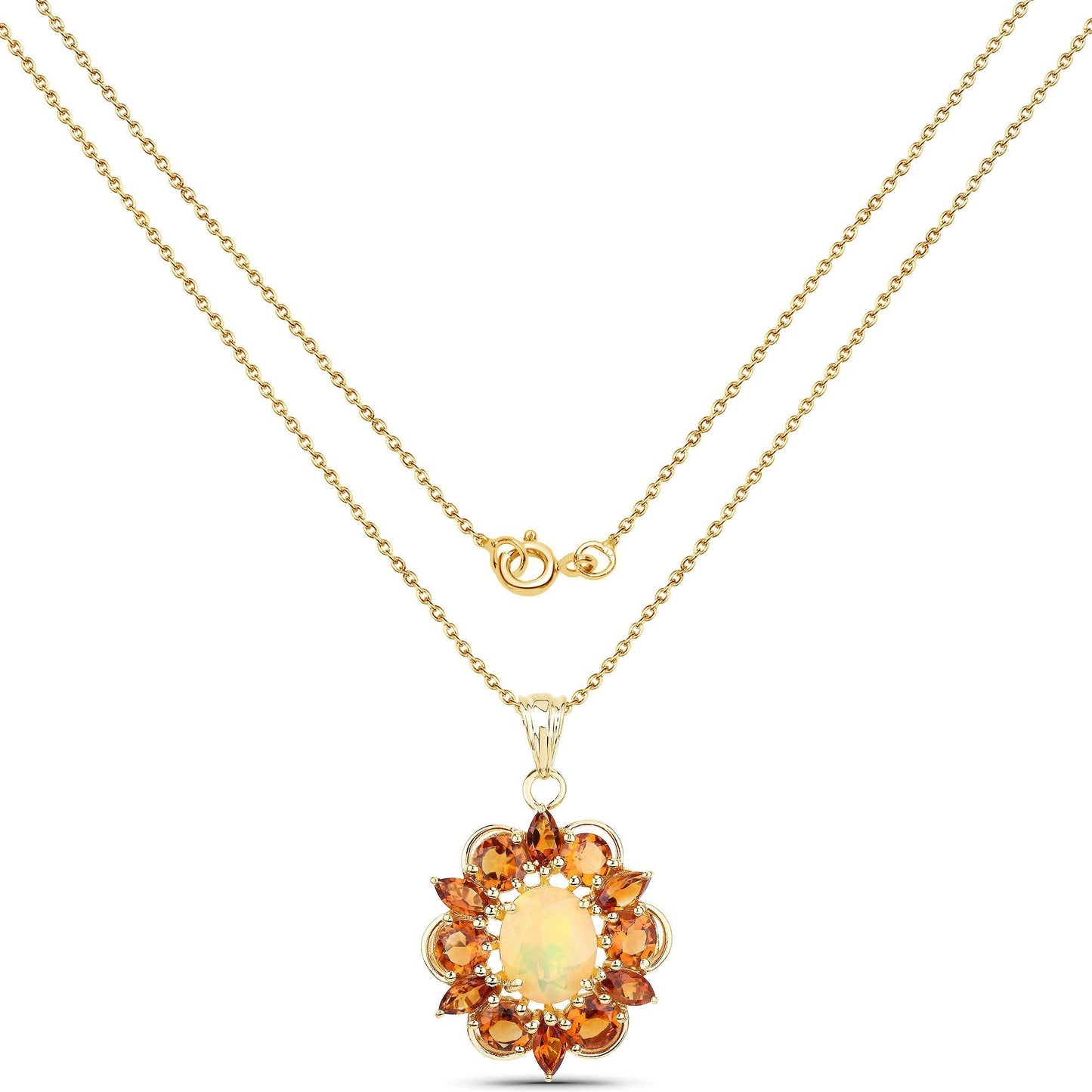 5.99 Carat Genuine Ethiopian Opal and Citrine .925 Sterling Silver Pendant Bids.com