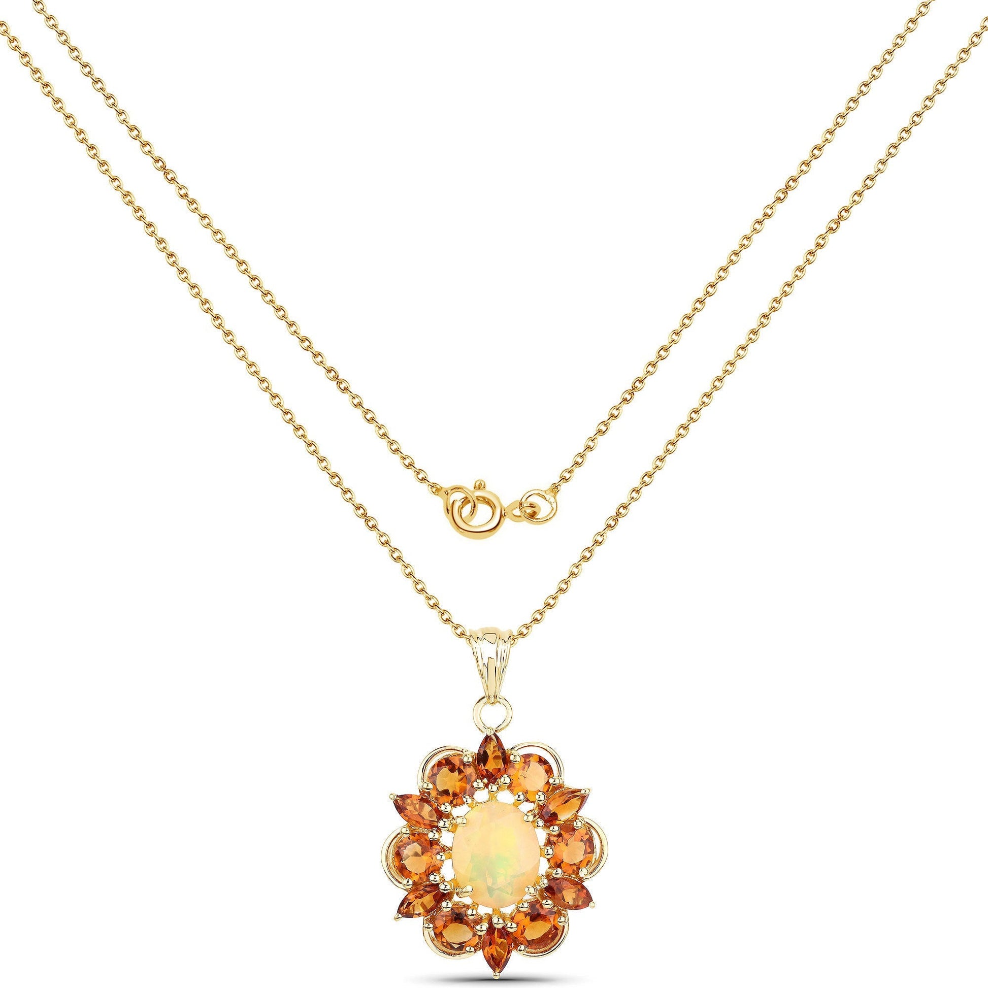 5.99 Carat Genuine Ethiopian Opal and Citrine .925 Sterling Silver Pendant Bids.com
