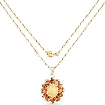 5.99 Carat Genuine Ethiopian Opal and Citrine .925 Sterling Silver Pendant Bids.com