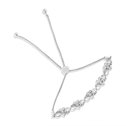.925 Sterling Silver Diamond Accent Interlocking Infinity and Heart 4â€-10â€ Adjustable Bolo Tennis Bolo Bracelet (H-I Color, I2-I3 Clarity) Bids.com