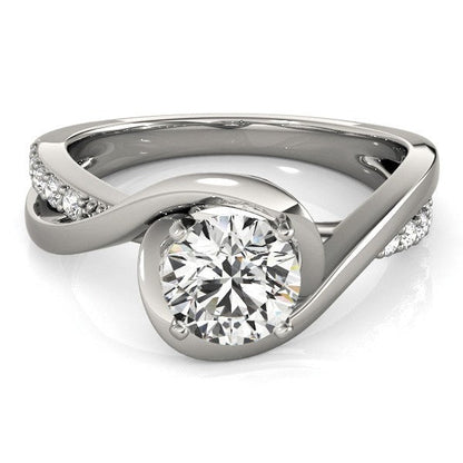 14k White Gold Split Band Round Bypass Diamond Engagement Ring (1 1/8 cttw) Bids.com