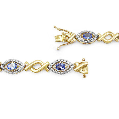 14K Yellow Gold Plated 3.08 Carat Genuine Tanzanite .925 Sterling Silver Bracelet Bids.com