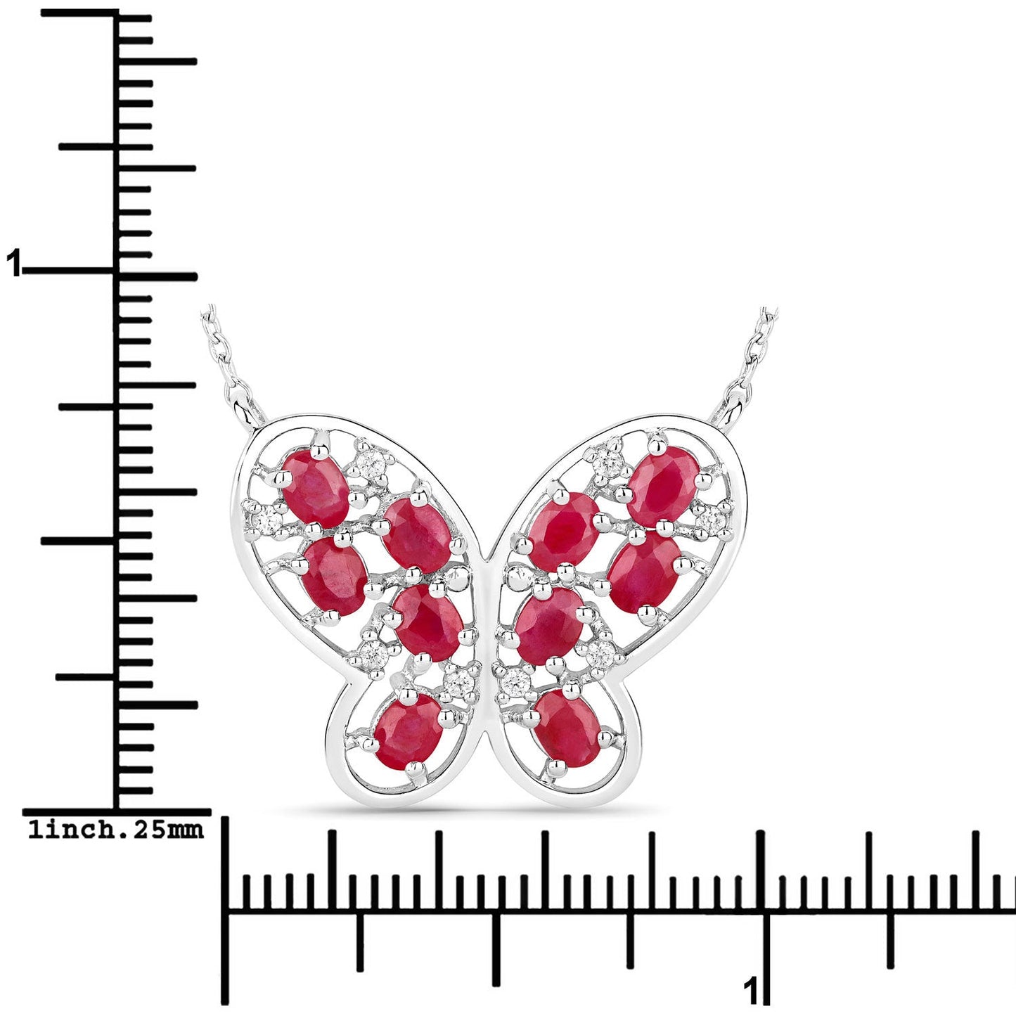 2.36 Carat Genuine Ruby and White Zircon .925 Sterling Silver Necklace Bids.com