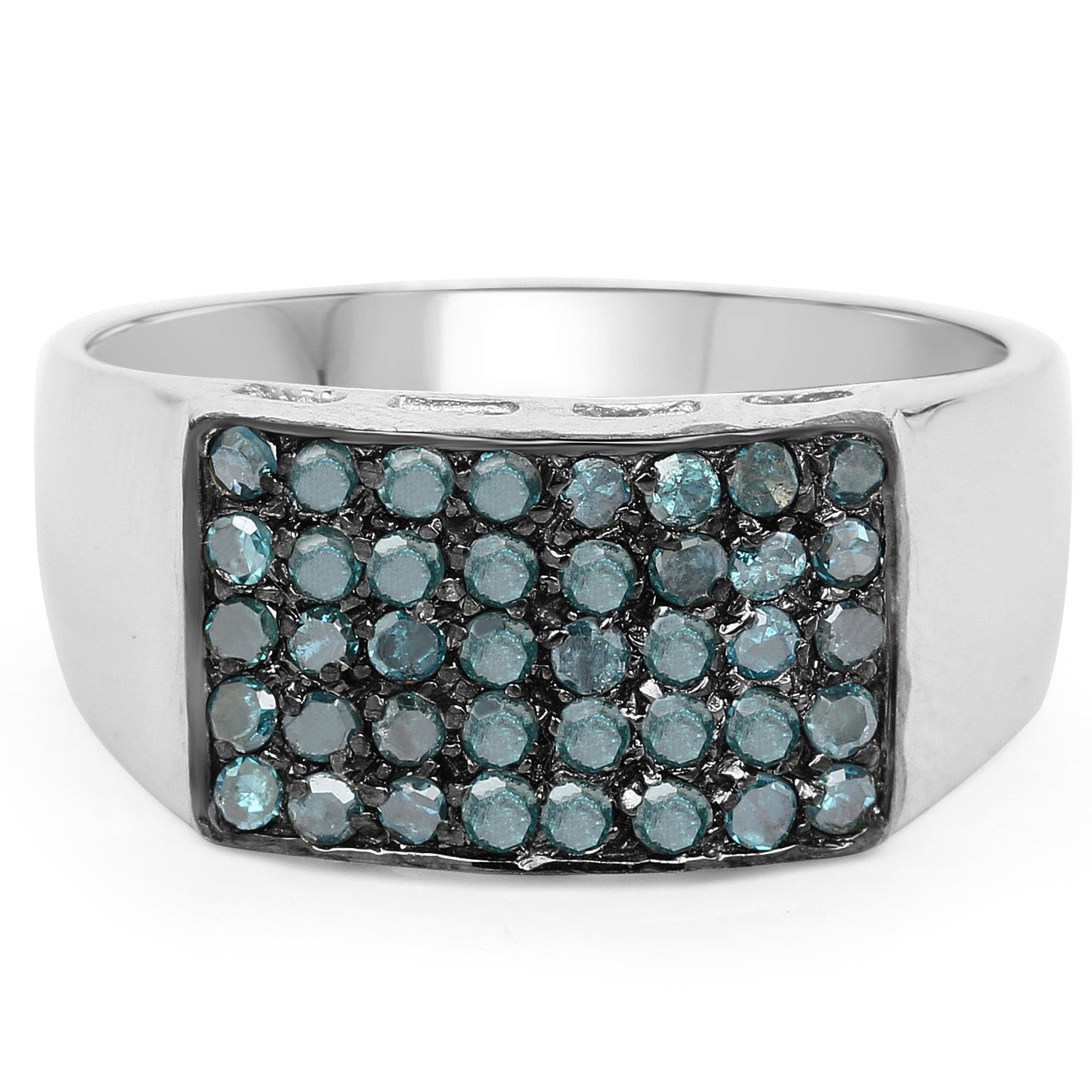 0.48 Carat Genuine Blue Diamond .925 Sterling Silver Ring Bids.com