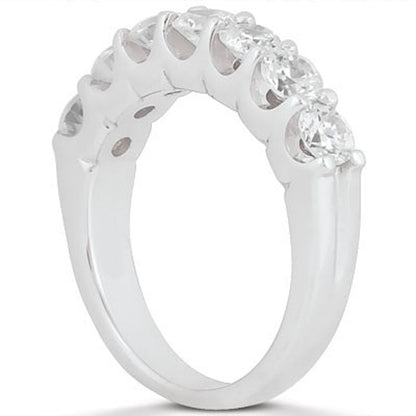 14k White Gold Diamond Scalloped Shared U Prong Setting Wedding Ring Band Bids.com