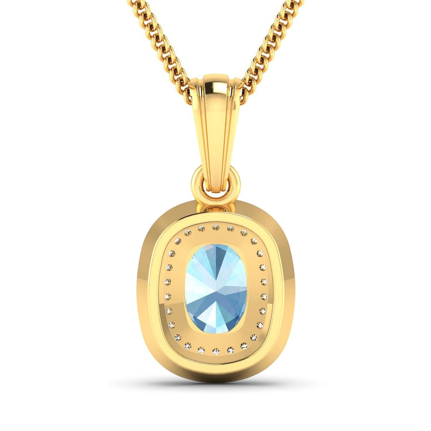1.35 Carat Genuine Aquamarine and White Diamond 14K Yellow Gold Pendant Bids.com