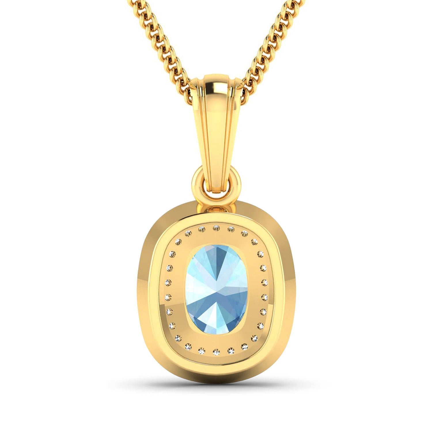 1.35 Carat Genuine Aquamarine and White Diamond 14K Yellow Gold Pendant Bids.com