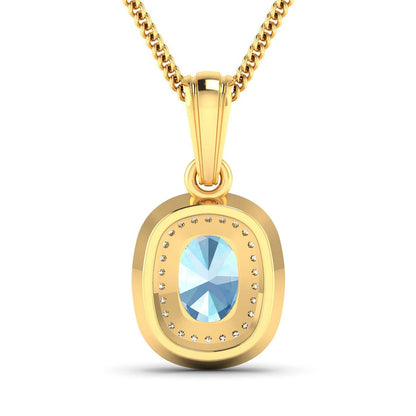1.35 Carat Genuine Aquamarine and White Diamond 14K Yellow Gold Pendant Bids.com