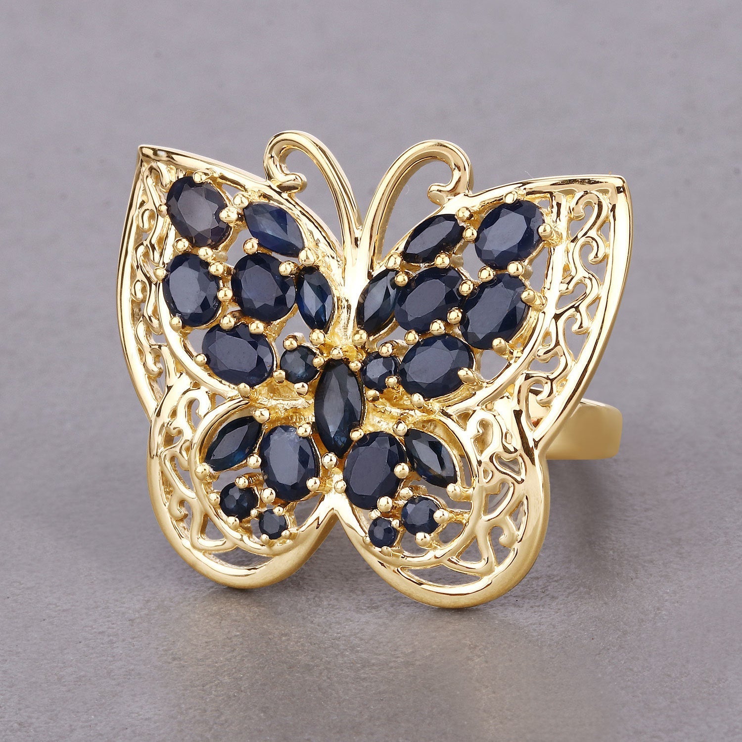 2.86 Carat Genuine Blue Sapphire .925 Sterling Silver Ring Bids.com