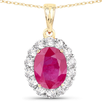 2.56 Carat Genuine Burma Ruby and White Diamond 18K Yellow Gold Pendant Bids.com