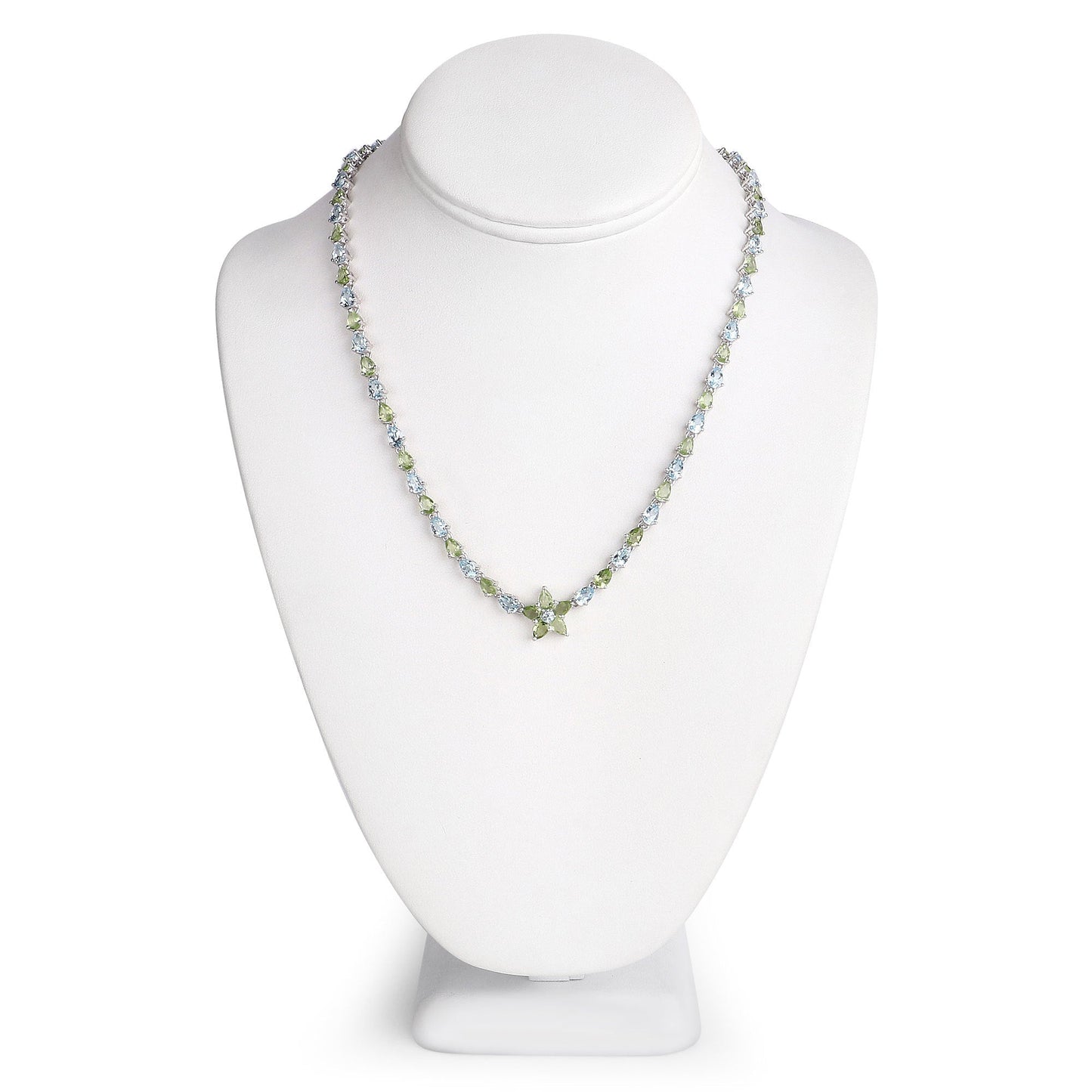 29.48 Carat Genuine Blue Topaz and Peridot .925 Sterling Silver Necklace Bids.com