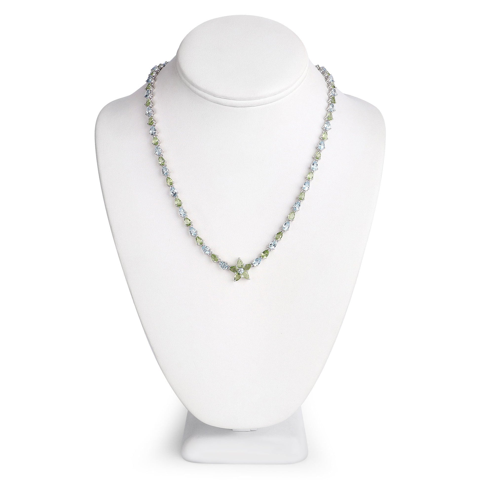 29.48 Carat Genuine Blue Topaz and Peridot .925 Sterling Silver Necklace Bids.com