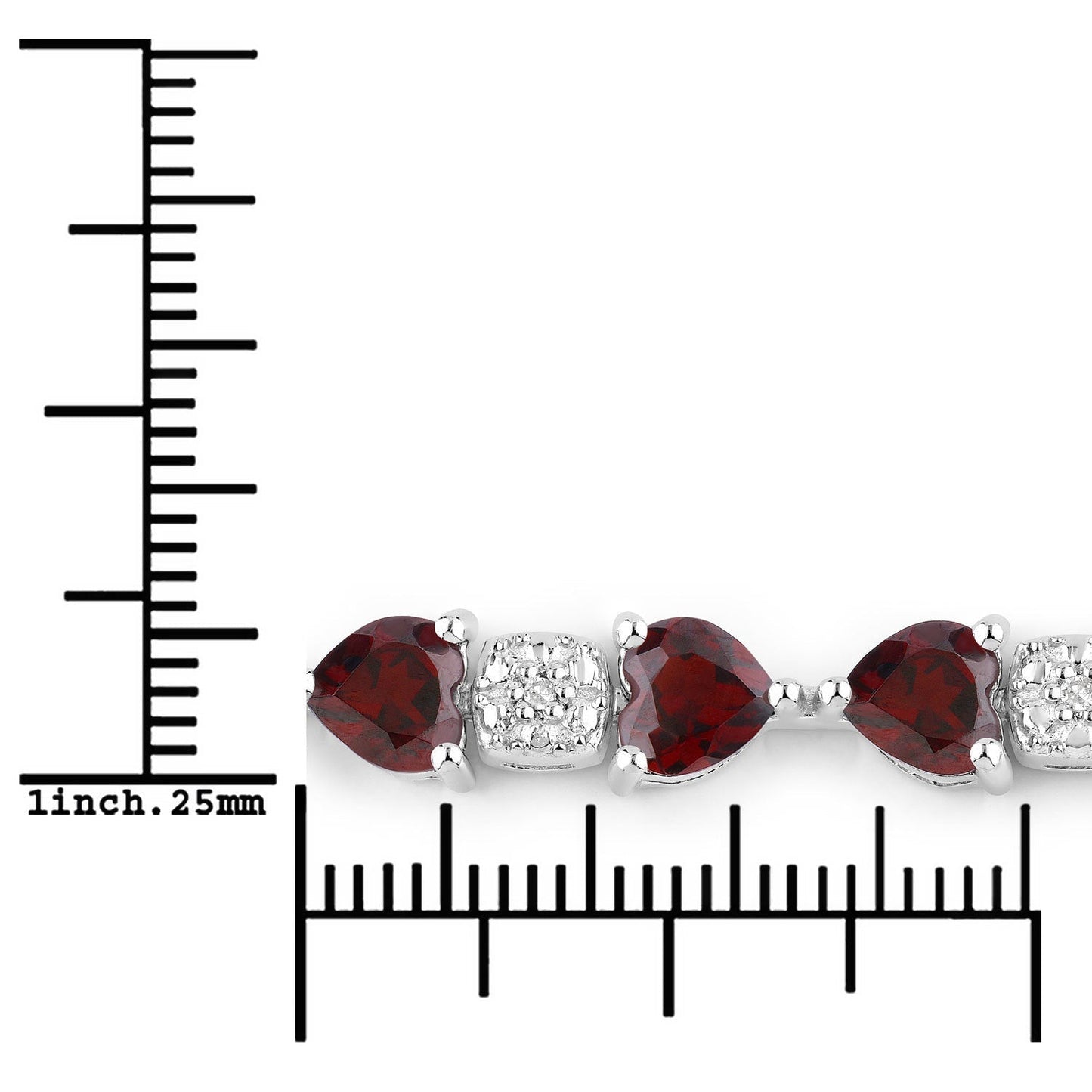 11.10 Carat Genuine Garnet and White Diamond .925 Sterling Silver Bracelet Bids.com