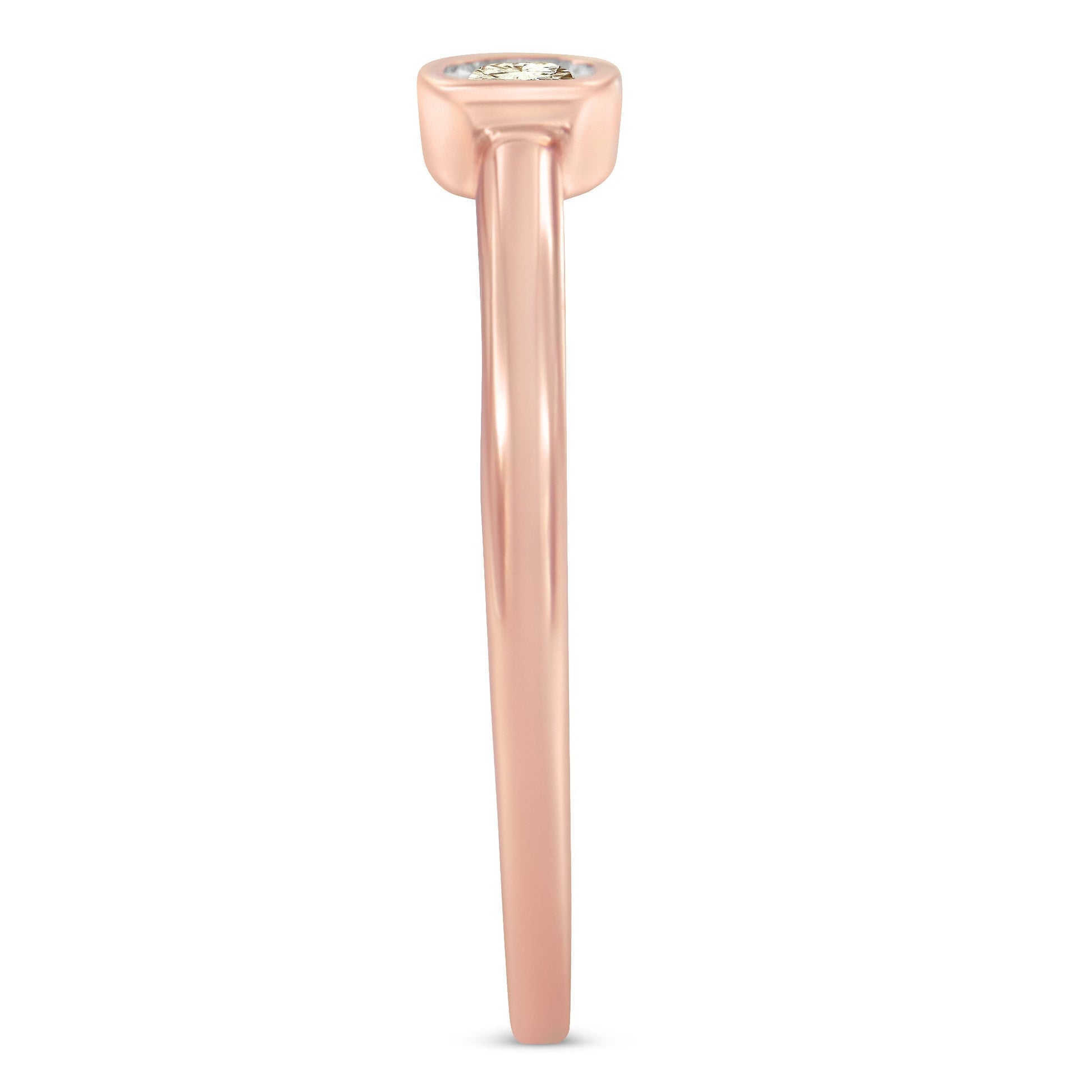 14K Rose Gold Plated .925 Sterling Silver 1/20 Carat Diamond Square Cushion-Shaped Miracle Set Petite Fashion Promise Ring (J-K Color, I1-I2 Clarity) - Size 6 Bids.com