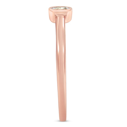 14K Rose Gold Plated .925 Sterling Silver 1/20 Carat Diamond Square Cushion-Shaped Miracle Set Petite Fashion Promise Ring (J-K Color, I1-I2 Clarity) - Size 6 Bids.com
