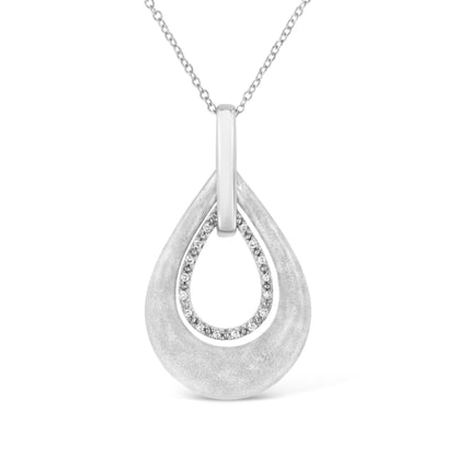 .925 Sterling Silver Prong-Set Diamond Accent Fashion Double Drop Design 18" Pendant Necklace (I-J Color, I1-I2 Clarity) Bids.com