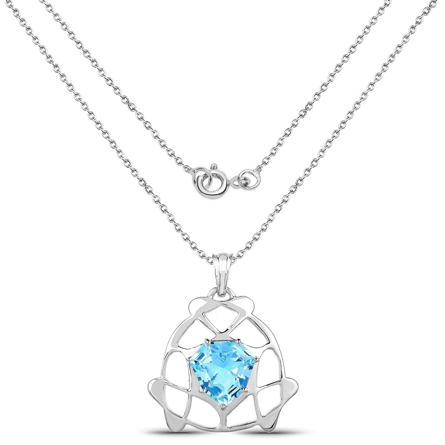 11.50 Carat Genuine Swiss Blue Topaz .925 Sterling Silver Pendant Bids.com