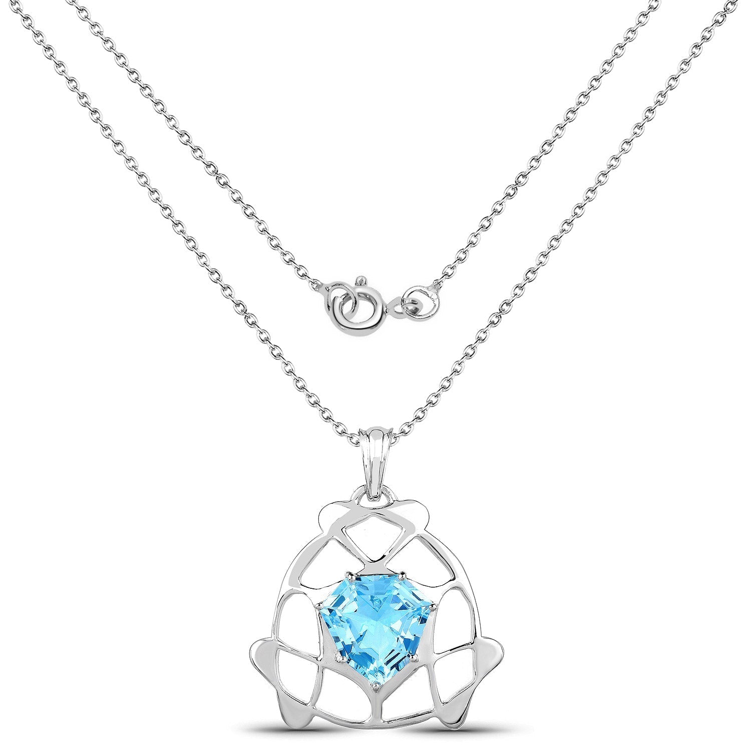 11.50 Carat Genuine Swiss Blue Topaz .925 Sterling Silver Pendant Bids.com