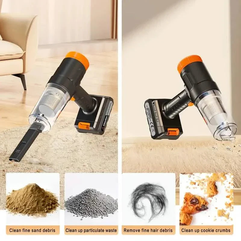CascadeVac 5000Pa Wireless Handheld Car Vacuum – 2×2000mAh Batteries, Dual Filters, Portable DailySale