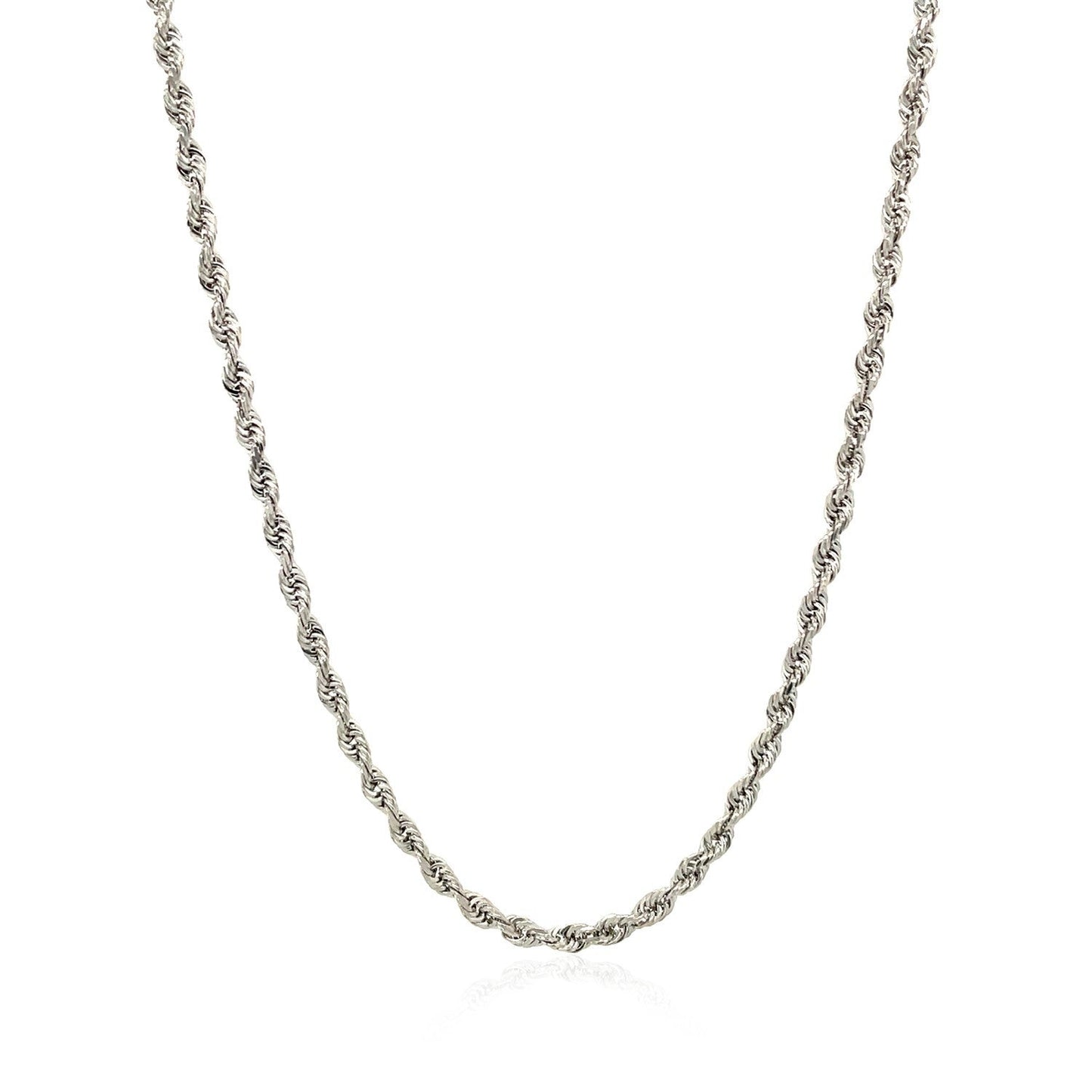 2.5mm 14k White Gold Solid Diamond Cut Rope Chain Bids.com