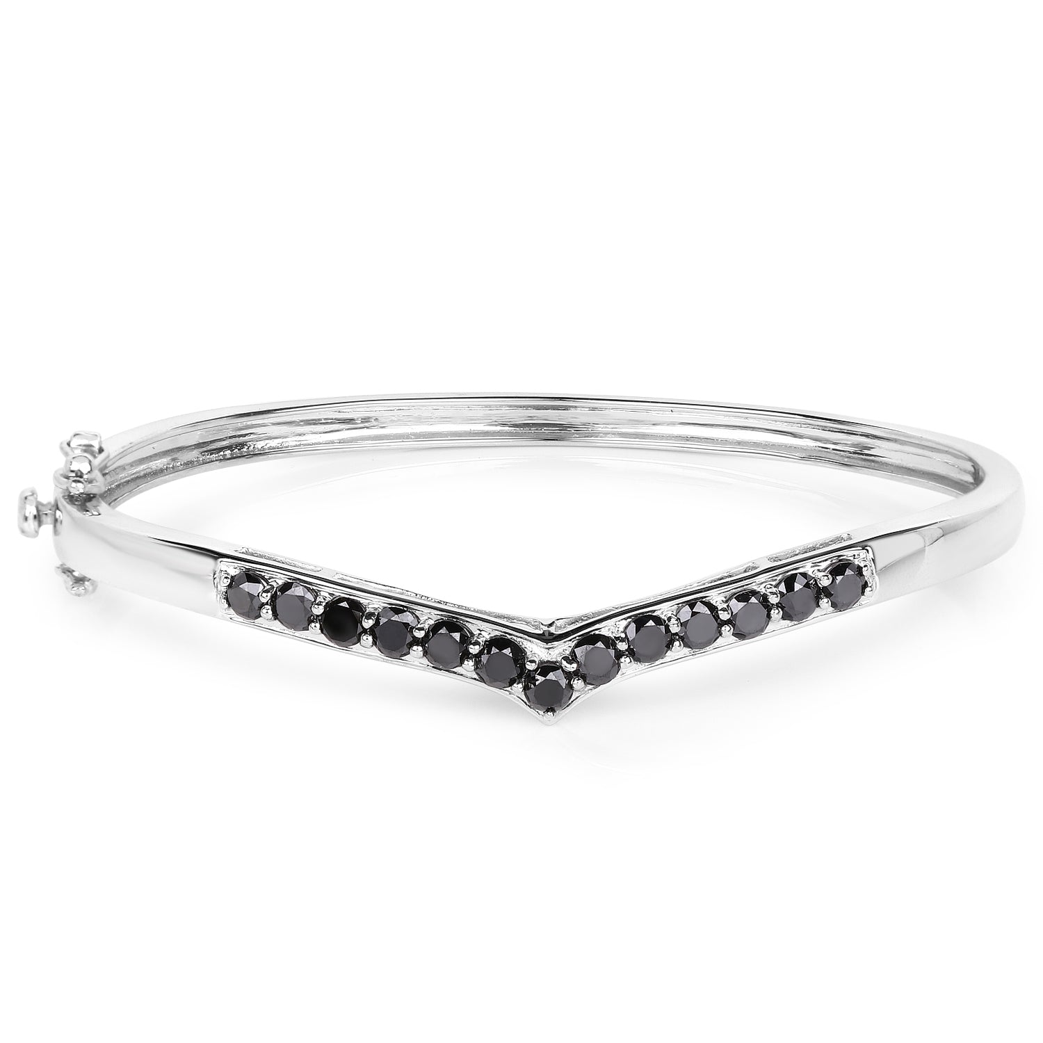 2.28 Carat Genuine Black Diamond .925 Sterling Silver Bangle Bids.com