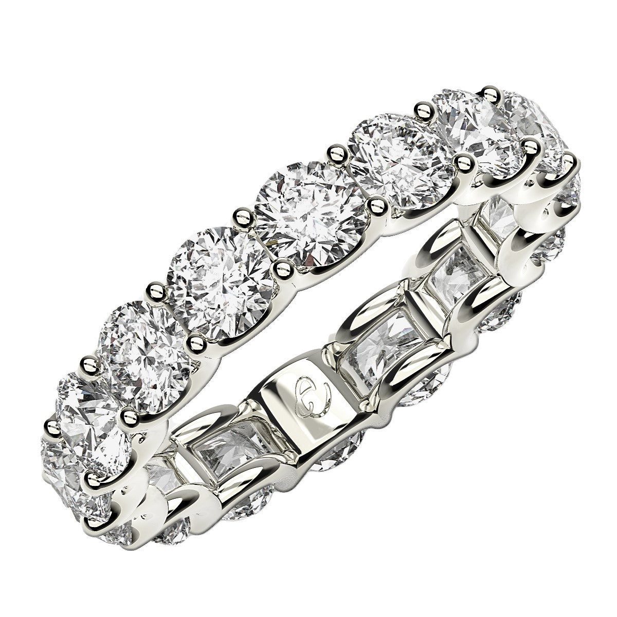 Round Cut Lab Grown Diamond Eternity Ring in 14k White Gold (4 cttw FG/VS2) Bids.com