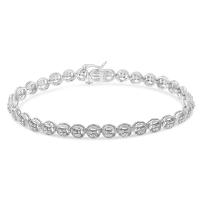 14K Rose Gold Over .925 Sterling Silver 1/4 Cttw Diamond 7" Open Circle Wheel Link Tennis Bracelet (I-J Color, I2-I3 Clarity) Bids.com
