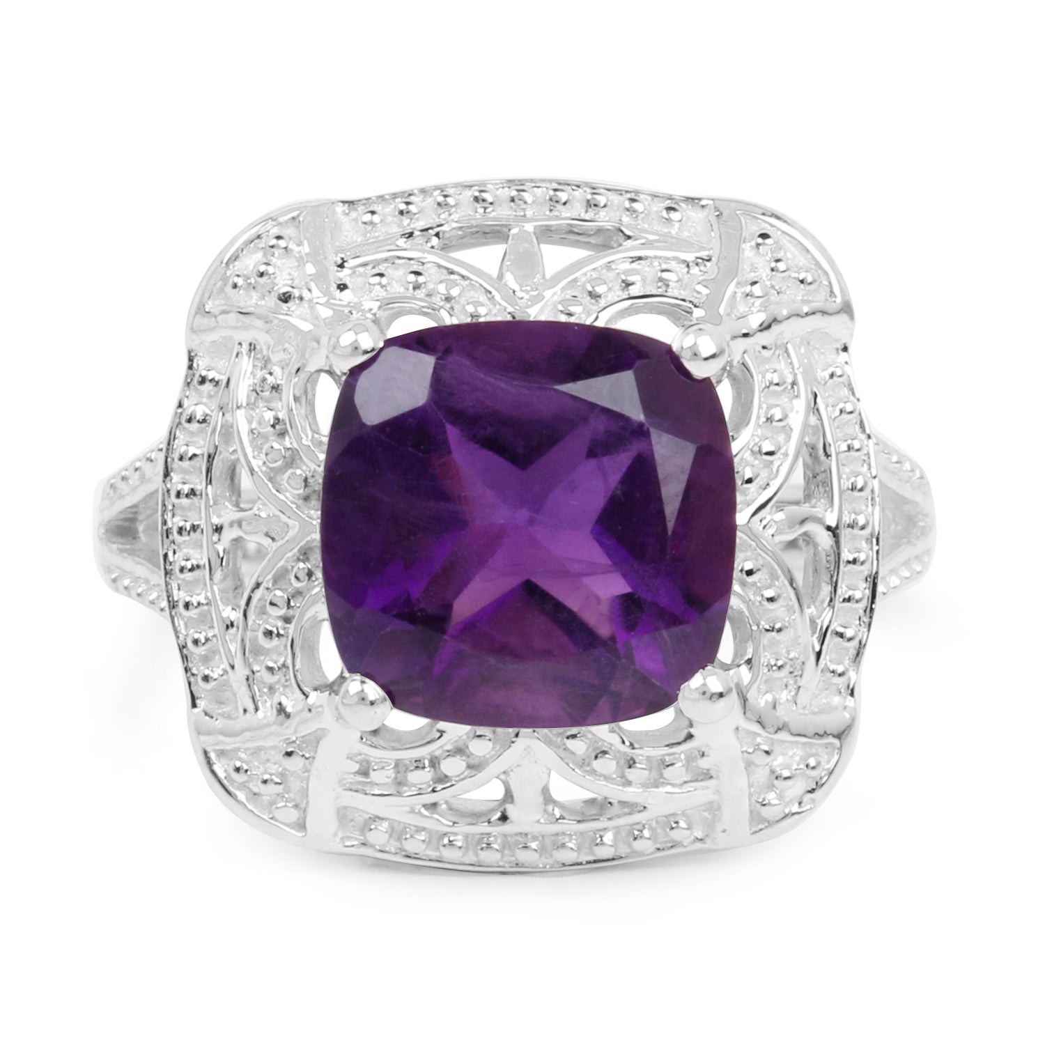 4.35 Carat Genuine Amethyst .925 Sterling Silver Ring Bids.com
