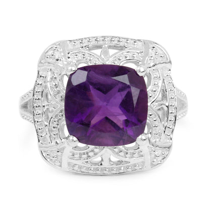 4.35 Carat Genuine Amethyst .925 Sterling Silver Ring Bids.com