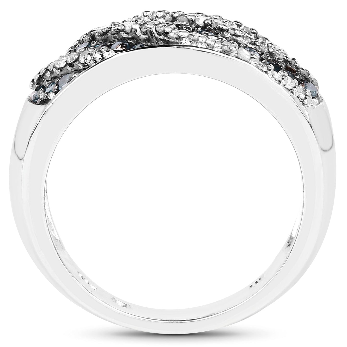 0.62 Carat Genuine Blue Diamond and White Diamond .925 Sterling Silver Ring Bids.com