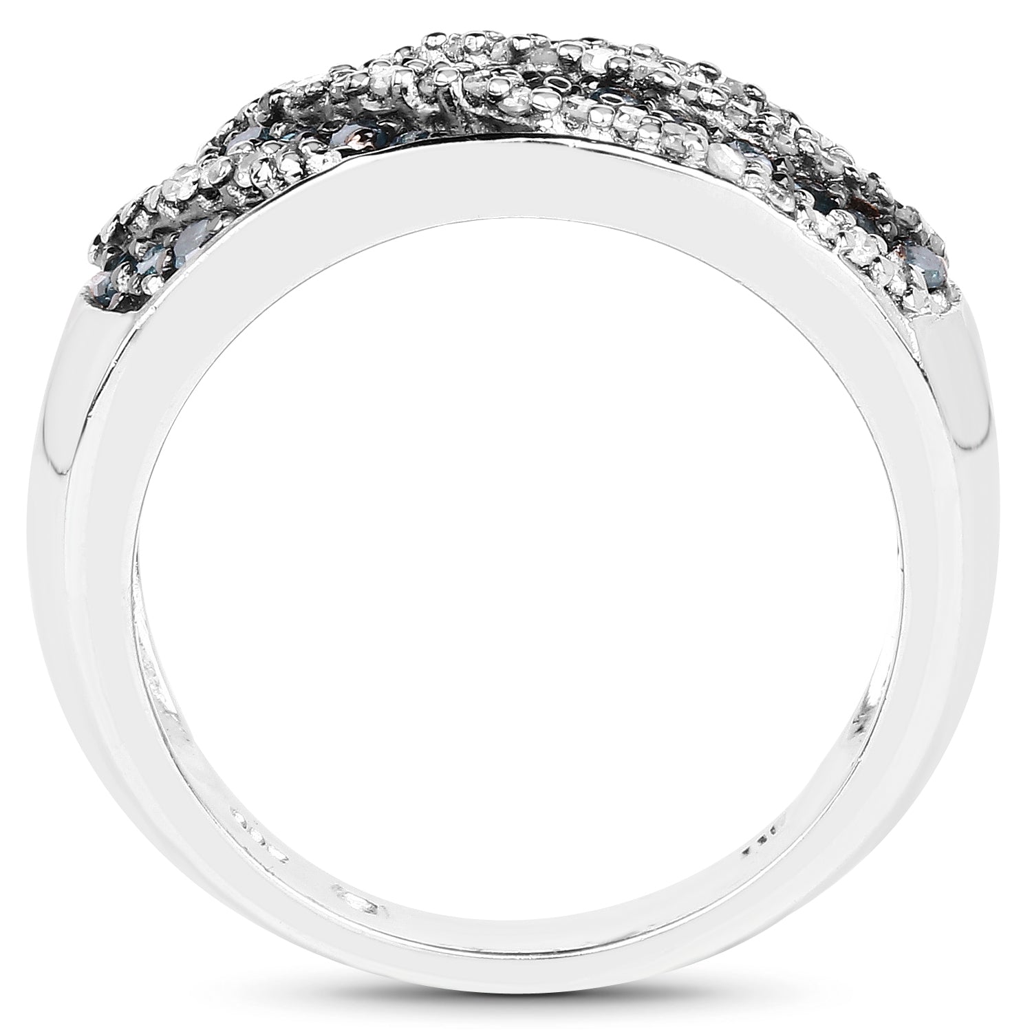 0.62 Carat Genuine Blue Diamond and White Diamond .925 Sterling Silver Ring Bids.com
