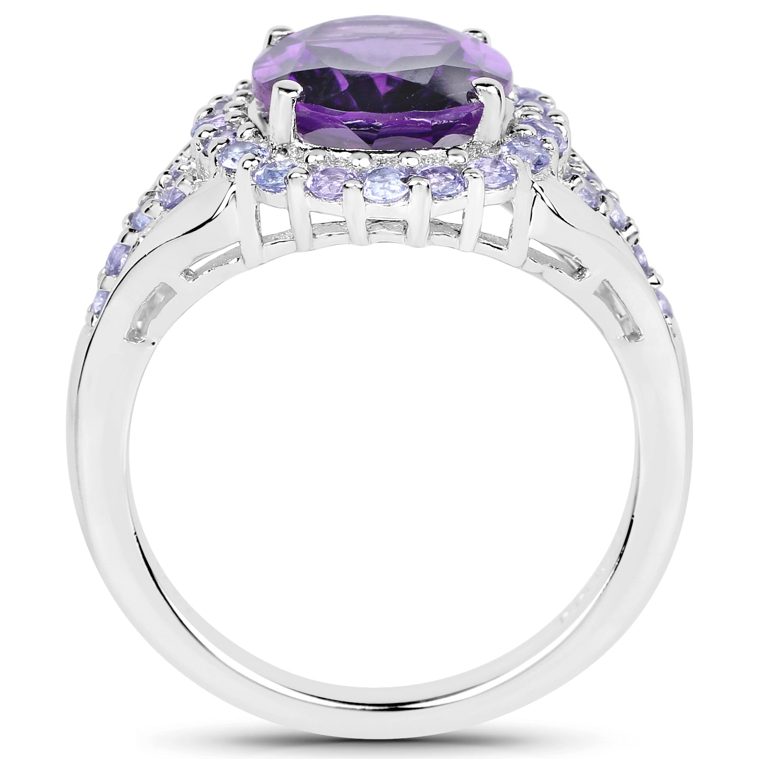 5.90 Carat Genuine Amethyst and Tanzanite .925 Sterling Silver Ring Bids.com