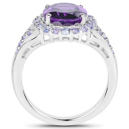 5.90 Carat Genuine Amethyst and Tanzanite .925 Sterling Silver Ring Bids.com