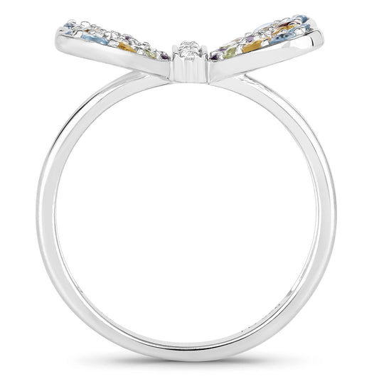 1.18 Carat Genuine Multi Stones .925 Sterling Silver Ring Bids.com