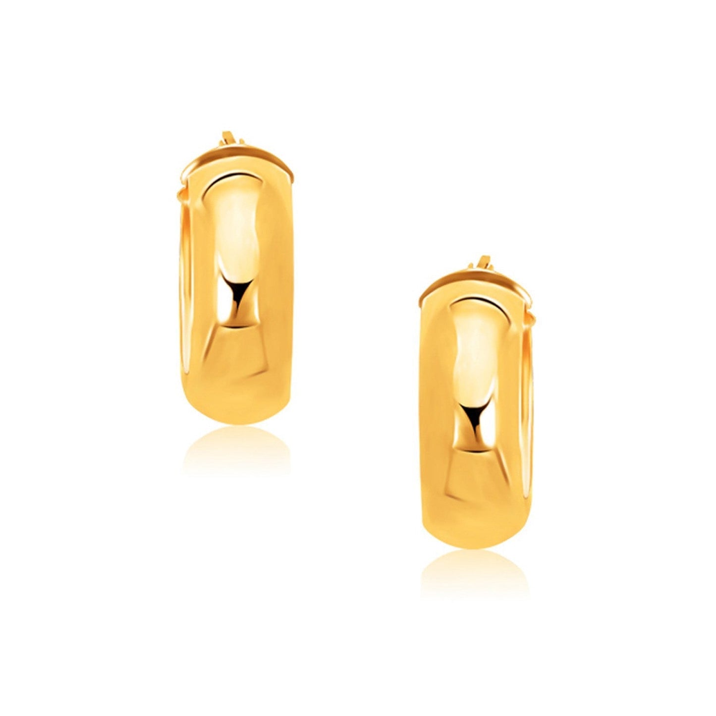14k Yellow Gold Wide Medium Hoop Earrings with Snap Lock Bids.com