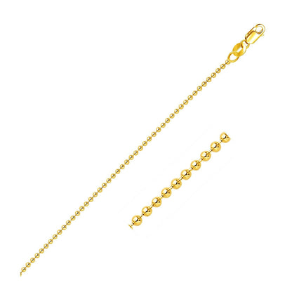 14k Yellow Gold Bead Chain 1.5mm Bids.com