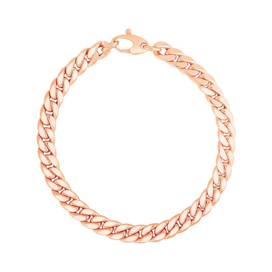 14K Rose Gold Cuban Link Bracelet Bids.com
