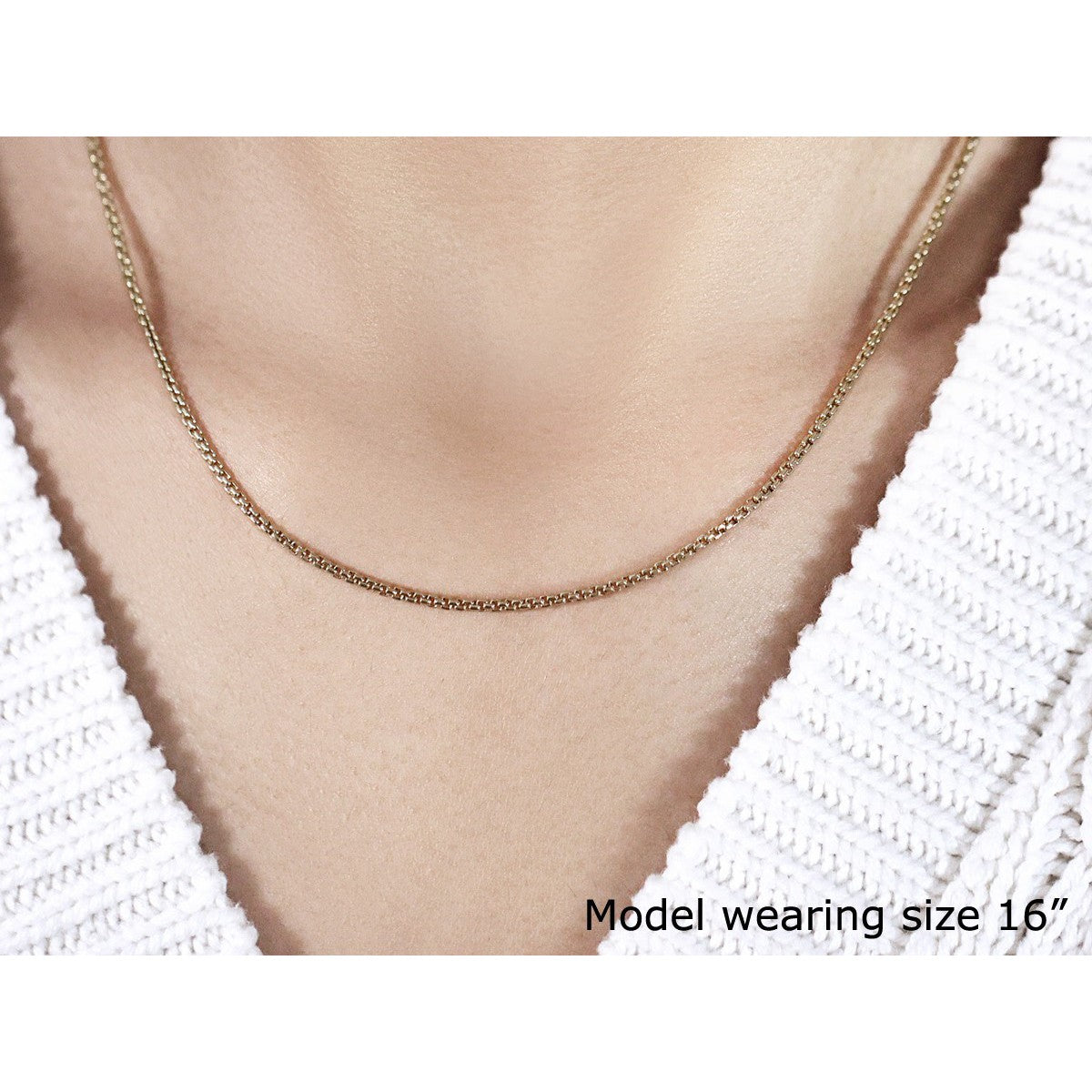 14k Yellow Gold Solid Round Box Chain 1.6 mm Bids.com