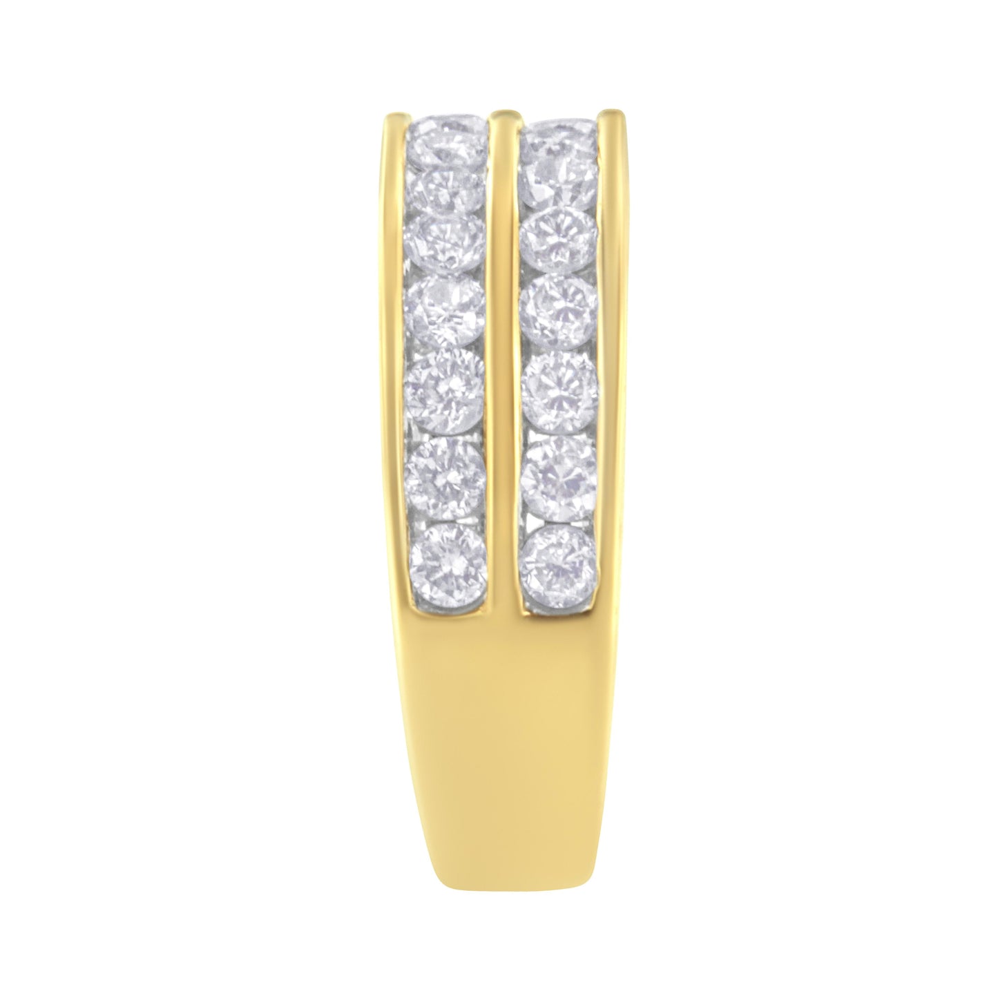 10K Yellow Gold Two-Row Diamond Band Ring (1 Cttw, J-K Color, I1-I2 Clarity) - Size 6 Bids.com